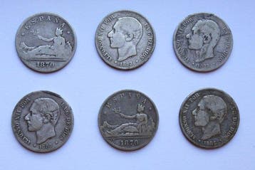 Spanje. Gobierno Provisional-Alfonso XII. 2 Pesetas