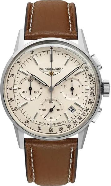 Bauhaus 2376-5 Aviation G38 chronograaf horloge, Sieraden, Tassen en Uiterlijk, Horloges | Heren, Overige merken, Staal, Verzenden