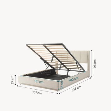 Tweepersoonsbed Tröstiar met LED 160x200 cm beige [en.casa], Verzenden, Nieuw