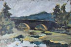 Italiaanse school (XX) - Paesaggio toscano con ponte