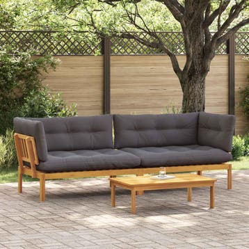 vidaXL Garden Pallet Sofa Units 2 Stuk Natuurlijk en, Tuin en Terras, Tuinsets en Loungesets, Verzenden, Nieuw, 2 zitplaatsen