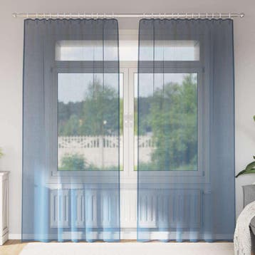vidaXL Gordijnen voile met roedezakken 2 st koningsblauw, Verzenden, Nieuw, Blauw