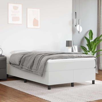 vidaXL Boxspring bed kunstleer wit 120x200 cm, Overige materialen, Verzenden, Wit, Nieuw