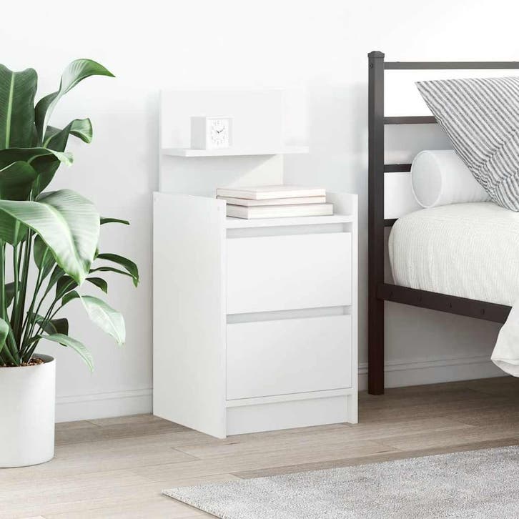 vidaXL Nachtkastje met 2 lades 38x34x80 cm wit, Huis en Inrichting, Slaapkamer | Nachtkastjes, Nieuw, Hout, Verzenden