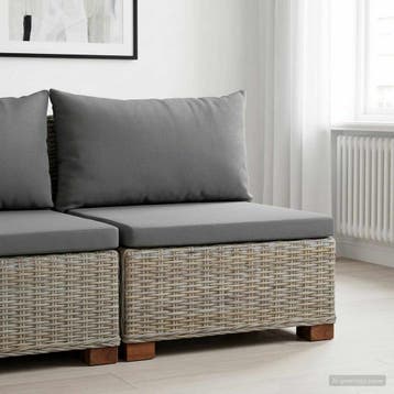 vidaXL Middelgrote Bank met Kussens GENDT Natuurlijk rattan, Verzenden, Nieuw, Rotan