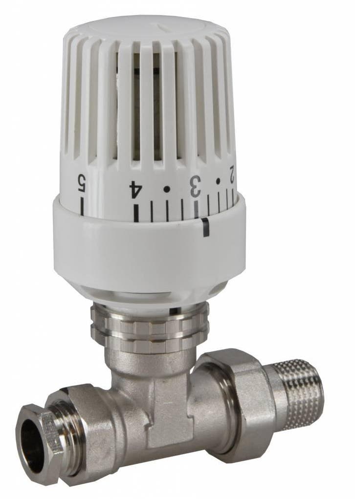 Thermostatische Radiatorkraan recht (Radiatorkranen), Doe-het-zelf en Verbouw, Verwarming en Radiatoren, Radiator, Nieuw, Hoog rendement (Hr)