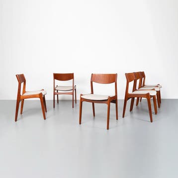 Vintage Deense eetkamerstoelen, set van 6, Hout, Gebruikt, Overige kleuren, Deens Design, Scandinavisch, Vintage, Mid Century, Retro