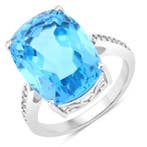 Ring - 14 karaat Witgoud - 13.55ct. tw. Topaas - Diamant -, Nieuw