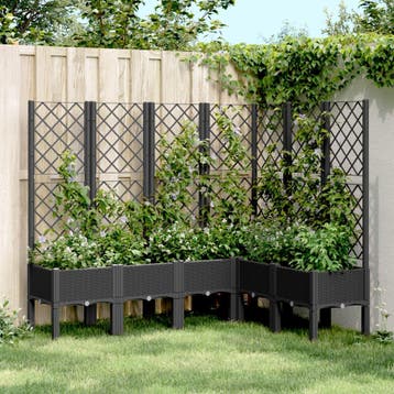 vidaXL Plantenbak met latwerk 160x120x142 cm polypropeen, Verzenden, Nieuw, 100 cm of meer, 60 cm of meer