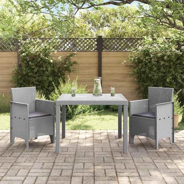 vidaXL Tuin Eetset 3 st Lichtgrijs Polypropyleen, Verzenden, Nieuw, 3 zitplaatsen