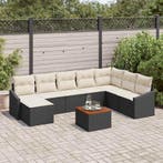vidaXL Tuinbankenset met kussen 9 pcs Zwart poly rattan, Verzenden, Nieuw, Rotan