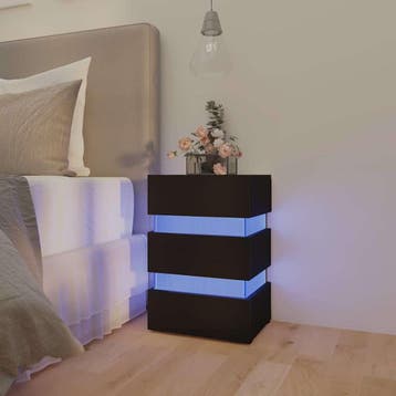vidaXL 326846  Nachtkastje LED 45x35x67 cm bewerkt hout, Minder dan 45 cm, Verzenden, Nieuw, 55 tot 70 cm