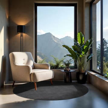 Kortpolig vloerkleed Soft Zone - Ø 120 cm, antraciet, Verzenden, Nieuw
