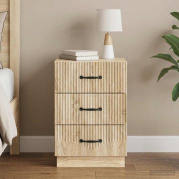 vidaXL Nachtkastje Sonoma Eiken 43 x 41 x 63,5 cm Bewerkt, Minder dan 45 cm, Verzenden, Nieuw, 55 tot 70 cm