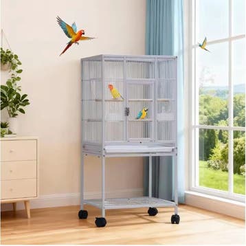 Vogelkooi met Rolstandaard Lade en Zitstokken 104 cm, Verzenden, Nieuw