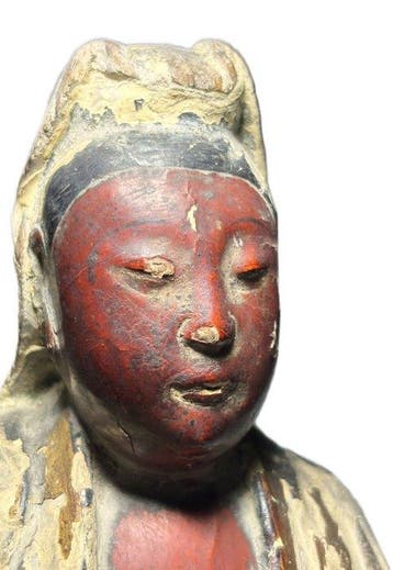 Red Lacquered Wooden Guanyin Ming–Qing Dynasty - Hout -