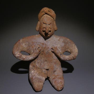 Colima, Westkust van Mexico Terracotta Zittende figuur. 12