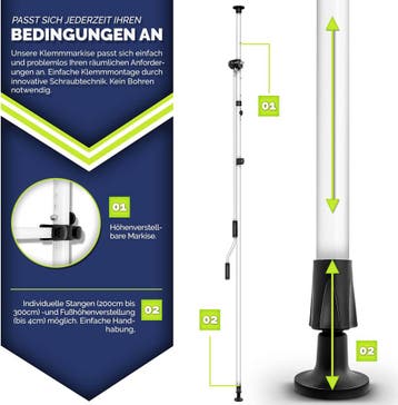 Klemluifel - Balkon luifel - Verticale luifel - 150 cm - Gri, Verzenden, Zo goed als nieuw
