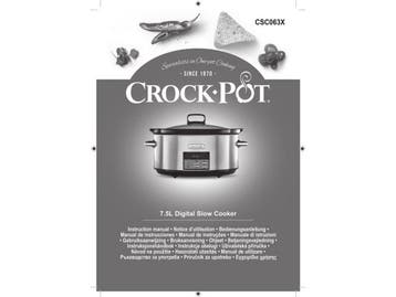CrockPot - Digitale Slowcooker - 7,5L - Vaatwasserbestendig, Verzenden, Zo goed als nieuw