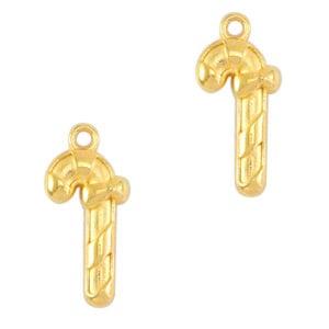 1 x Bedels DQ metaal kerst zuurstokje Goud ca. 21x10mm (Ø.., Ophalen of Verzenden, Nieuw, Kraal