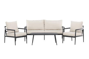 loungeset-floris-met-tuintafel-zwart-beige-aluminium-the-out, Verzenden, Nieuw