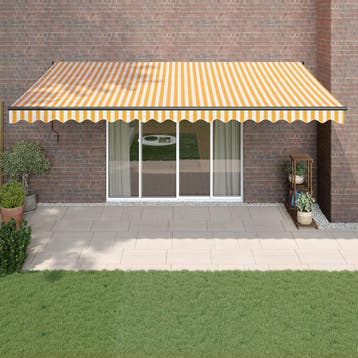 vidaXL Luifel uittrekbaar 5x3 m stof en aluminium geel en, Verzenden, Nieuw