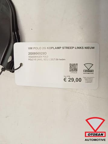 VW Polo 2G Koplamp Streep Links Nieuw Origineel 2G0806929D, Ophalen, Gebruikt, Volkswagen