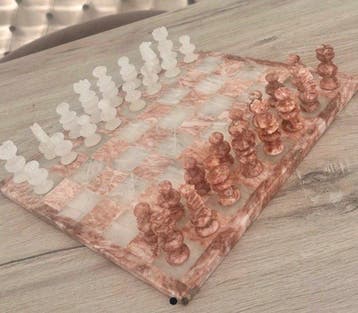 Bordspel - Chessboard in Genuine Vintage Onyx Marble,