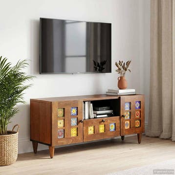 vidaXL TV-kast Walnotenhout 105 x 33 x 46 cm Massief Mango, Verzenden, Nieuw