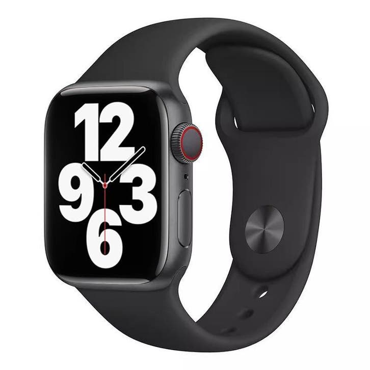 Apple Watch Siliconen Bandje Zwart 49/46/45/44mm, Telecommunicatie, Wearable-accessoires, Nieuw, Ophalen of Verzenden