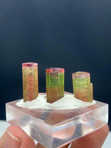 Bi-kleurige tourmalijn roze-groen Kristalen- 10 g - (3)