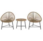 3-delige Balkonset met Acapulco Stoelen en Glazen Tafel, Verzenden, Nieuw