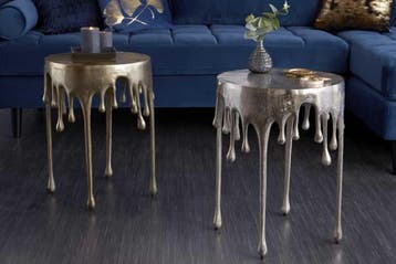 Extravagante bijzettafel LIQUID LINE 50cm zilver traandesign, Huis en Inrichting, Tafels | Sidetables, Ophalen of Verzenden, Nieuw