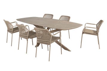 Taste Barista/Prado deens ovale tuinset (7-delig) - Latte, Verzenden, Nieuw, Rvs, Tuinset