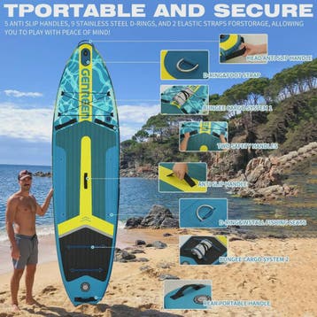 GENREEN Ultra-Licht Opblaasbaar SUP Board 335cm - 200kg Capa, Watersport en Boten, Verzenden, Nieuw