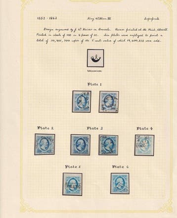 Nederland 1852 - Brede zegels alle zes platen 5 cent blauw -, Gestempeld
