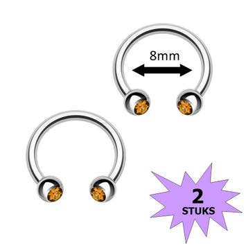 Fako Bijoux - Circular Barbell Piercing - Hoefijzer Kristal, Verzenden, Nieuw