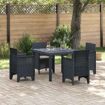 vidaXL Tuin Eetset 5 st Antraciet Polypropyleen, Tuin en Terras, Verzenden, Nieuw, 5 zitplaatsen