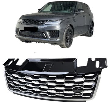 Grill Range Rover Sport L494 2017-2022 Glans Zwart/Zilver, Ophalen of Verzenden, Nieuw