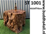 Boomstronk salontafel en bijzettafel van teak en rosewood, Huis en Inrichting, 50 tot 100 cm, Teakhout, Nieuw, Overige vormen