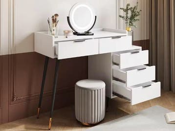 Kaptafel met LED-Spiegel – Wit, Modern en Functioneel Design, Verzenden, Nieuw