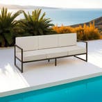 Tuin-loungebank Comosa, 3-zits, XXL kussens - bruin / beige, Verzenden, Nieuw