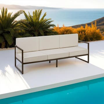 Tuin-loungebank Comosa, 3-zits, XXL kussens - bruin / beige, Tuin en Terras, Tuinsets en Loungesets, Verzenden, Nieuw