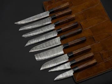Japanese Style Kitchen Knife SET With Leather BAG Included -