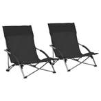 Strandstoelen 2 st inklapbaar stof zwart, Tuin en Terras, Tuinstoelen, Verzenden, Nieuw