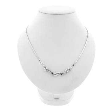 Witgouden ketting met vaste hanger van saffieren en diama..., Gebruikt, Ophalen of Verzenden, Met edelsteen, Goud