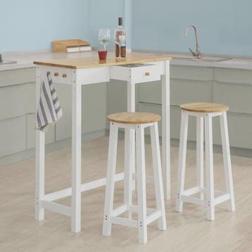 Compacte Bartafel Set met 2 Krukken, Lade en Haken - Ideaal, Verzenden, Nieuw