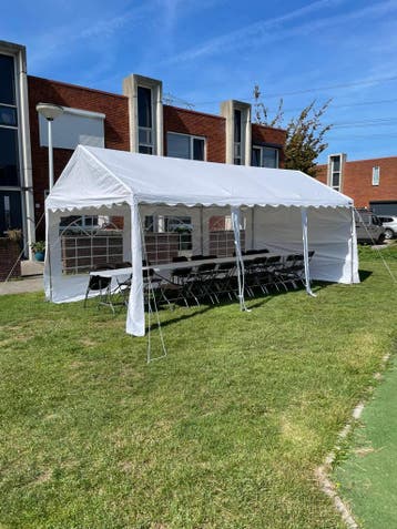 Partytent huren 3x6, Tuin en Terras, Partytenten, Partytent, Minder dan 4 meter, Zo goed als nieuw, 5 tot 8 meter