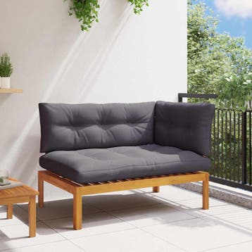 vidaXL Hoekstoffe Natuurlijk en Donkergrijs 132 x 92 x 82 cm, Tuin en Terras, Verzenden, Nieuw