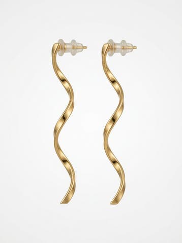 Goud-Stijl Vergulde Spiraal Hangende Threader Oorbel, Overige materialen, Hangers, Nieuw, Ophalen of Verzenden